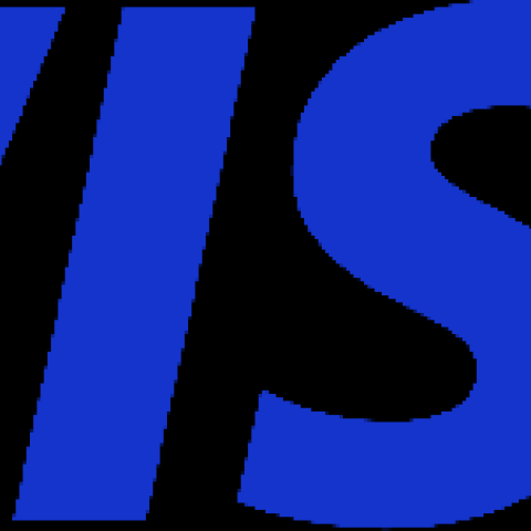 Blue Visa logo against black background