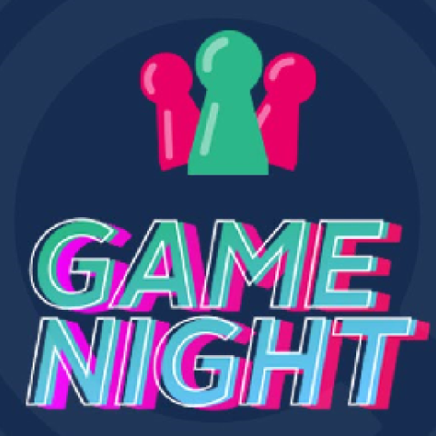 Graphic of text "Game Night" and three icons at top 