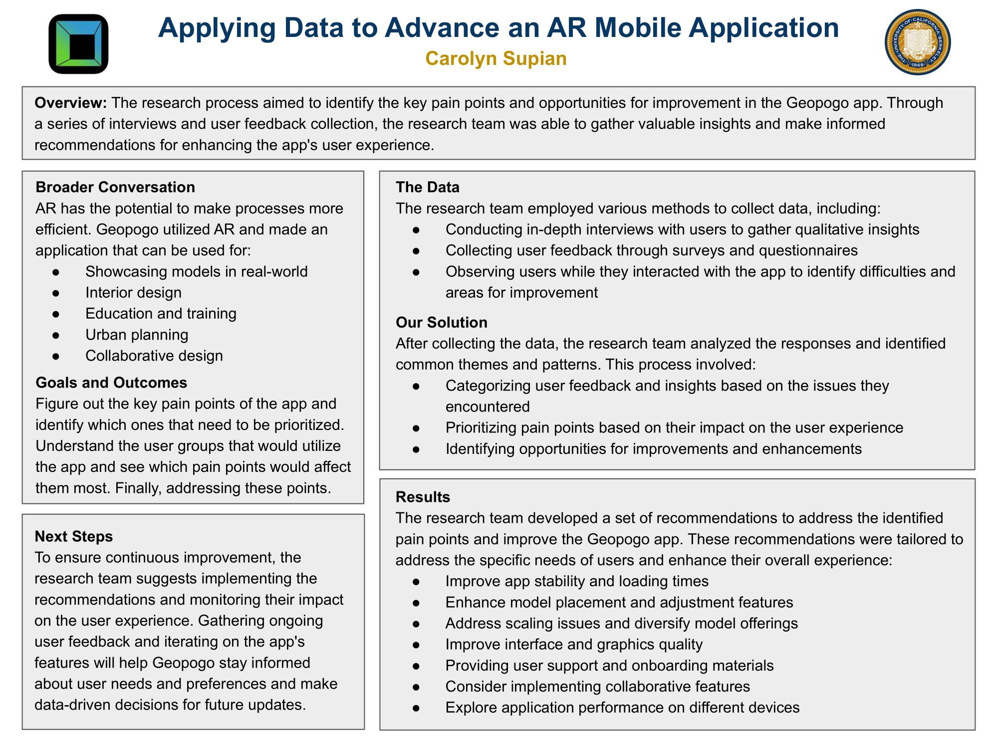 Applying Data to Advance Augmented Reality | Geopogo AR+ - Spring 2023 Discovery Project