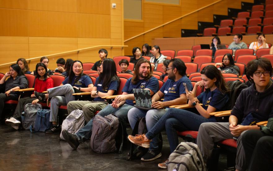 Students attend a data science event