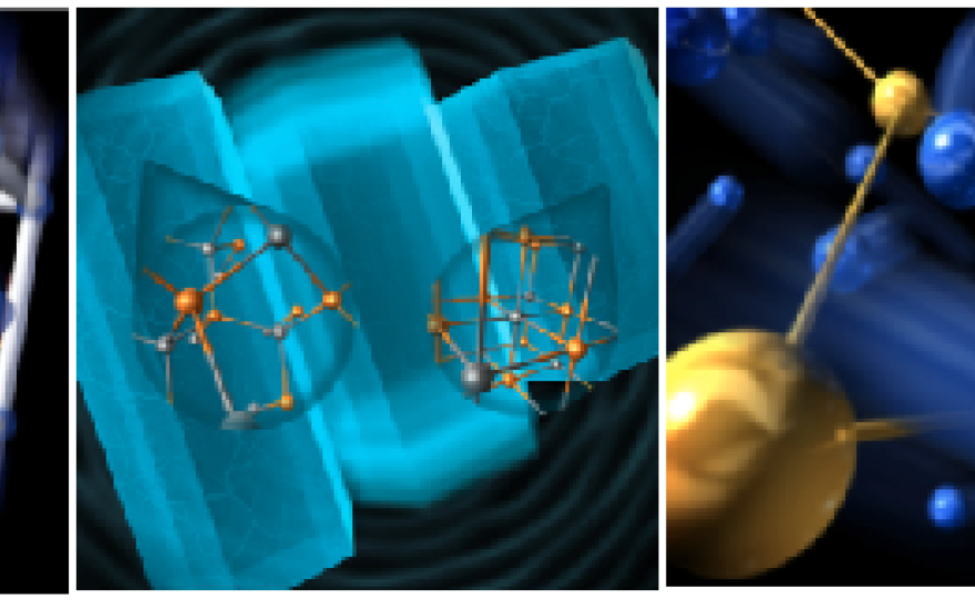 Rendered images of three different phases demonstrating materials research
